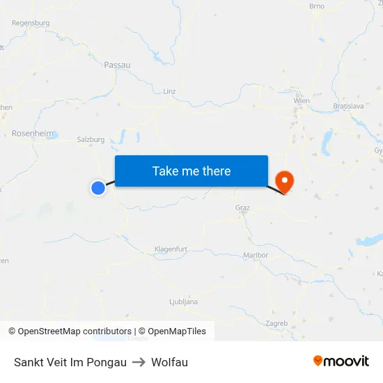 Sankt Veit Im Pongau to Wolfau map