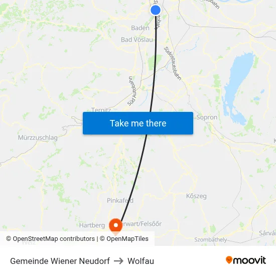Gemeinde Wiener Neudorf to Wolfau map