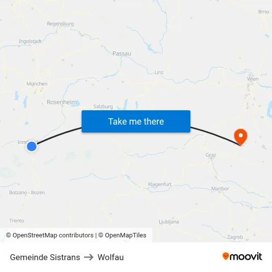 Gemeinde Sistrans to Wolfau map