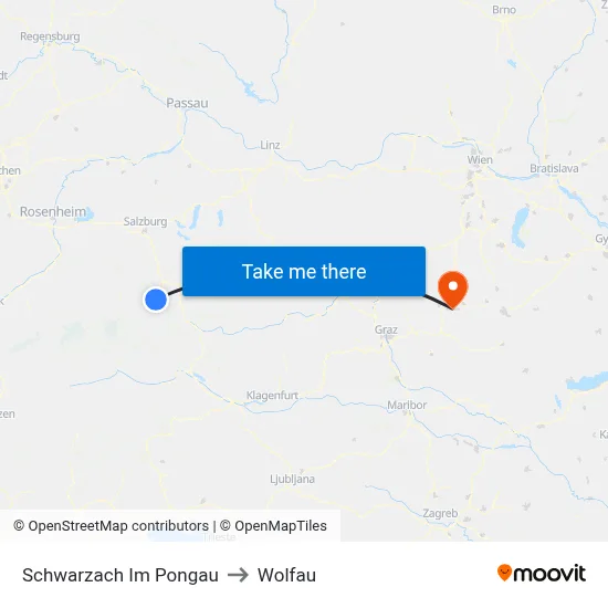 Schwarzach Im Pongau to Wolfau map