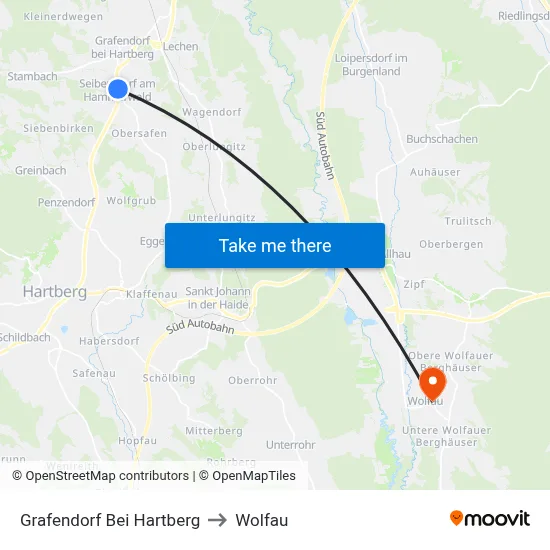 Grafendorf Bei Hartberg to Wolfau map