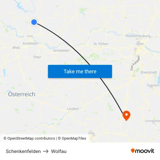 Schenkenfelden to Wolfau map