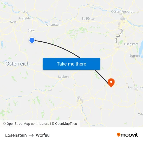 Losenstein to Wolfau map