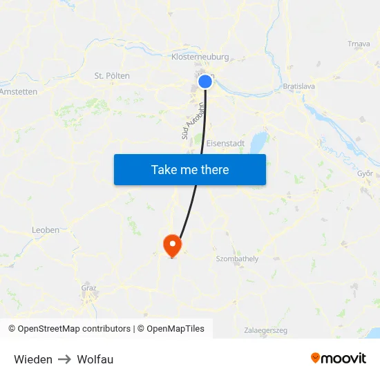 Wieden to Wolfau map