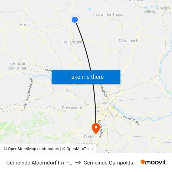 Gemeinde Alberndorf Im Pulkautal to Gemeinde Gumpoldskirchen map