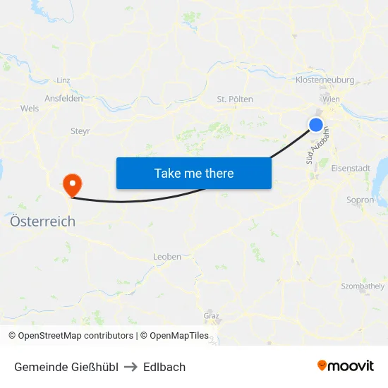 Gemeinde Gießhübl to Edlbach map