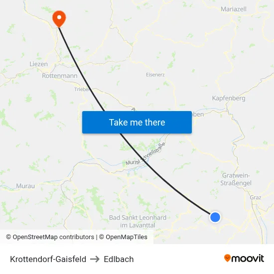 Krottendorf-Gaisfeld to Edlbach map