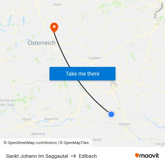 Sankt Johann Im Saggautal to Edlbach map