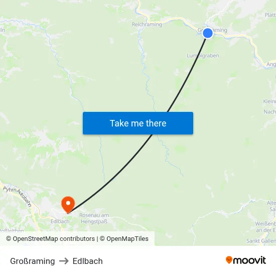Großraming to Edlbach map