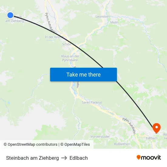Steinbach am Ziehberg to Edlbach map