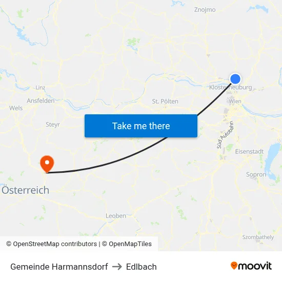 Gemeinde Harmannsdorf to Edlbach map