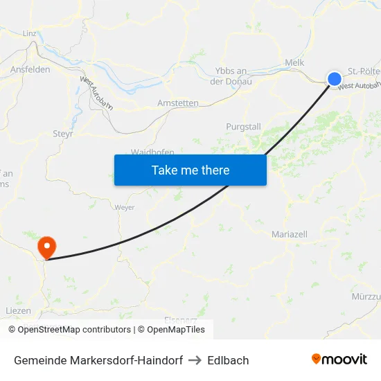 Gemeinde Markersdorf-Haindorf to Edlbach map