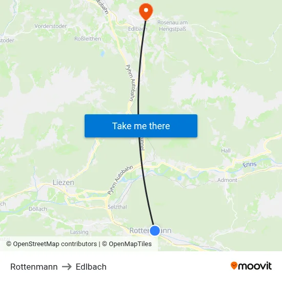 Rottenmann to Edlbach map