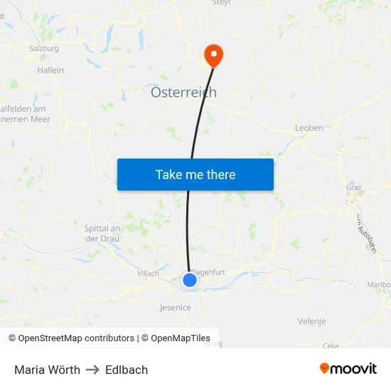 Maria Wörth to Edlbach map