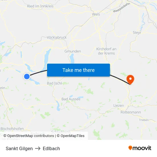 Sankt Gilgen to Edlbach map