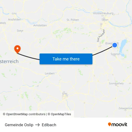Gemeinde Oslip to Edlbach map