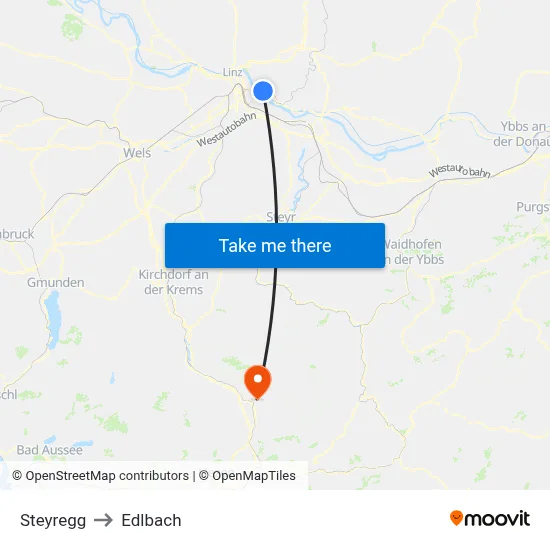 Steyregg to Edlbach map