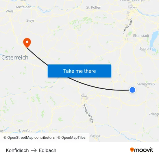 Kohfidisch to Edlbach map