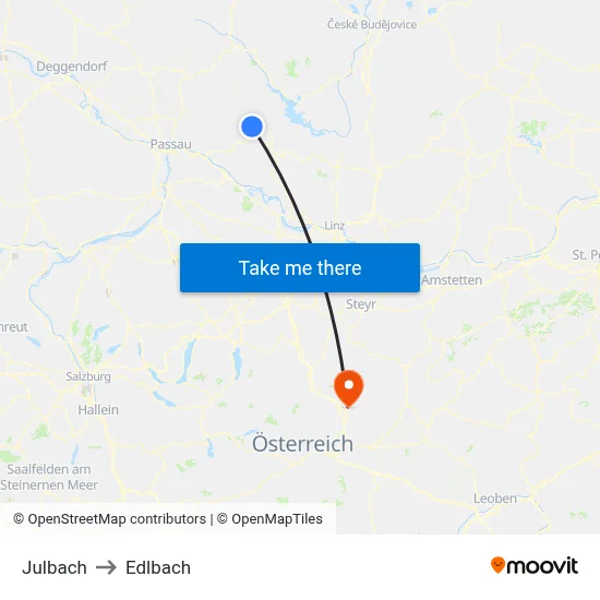 Julbach to Edlbach map