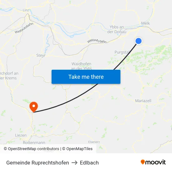 Gemeinde Ruprechtshofen to Edlbach map