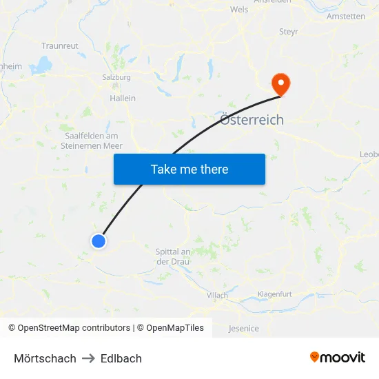 Mörtschach to Edlbach map