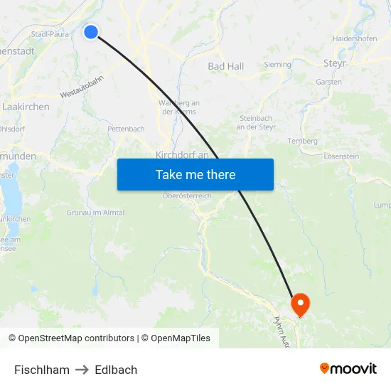 Fischlham to Edlbach map