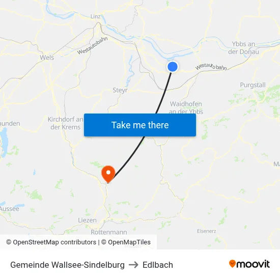 Gemeinde Wallsee-Sindelburg to Edlbach map