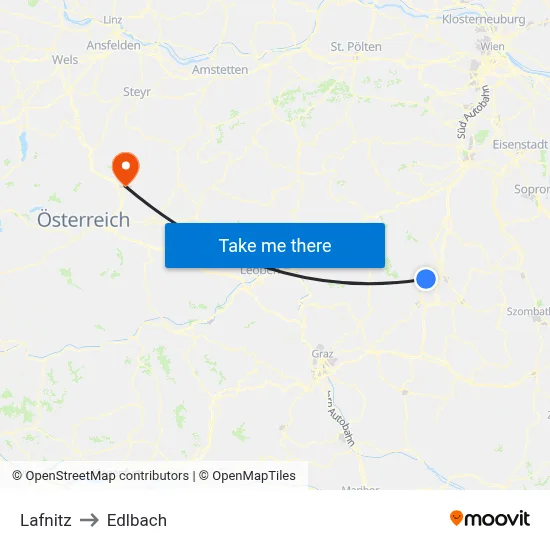 Lafnitz to Edlbach map