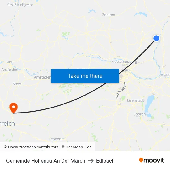 Gemeinde Hohenau An Der March to Edlbach map