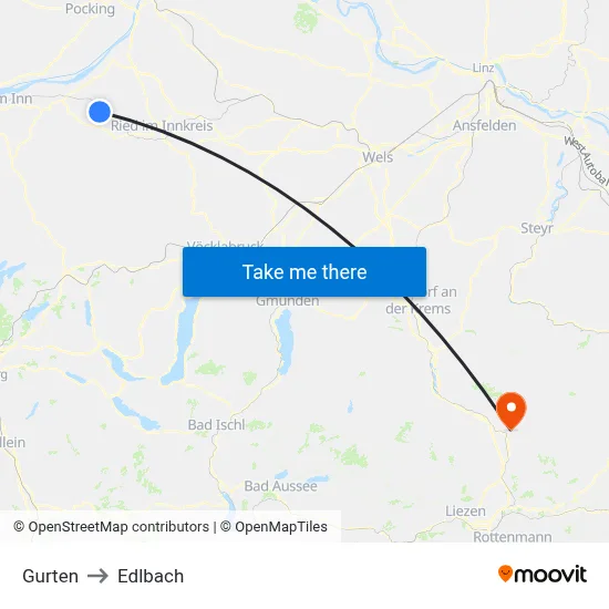 Gurten to Edlbach map