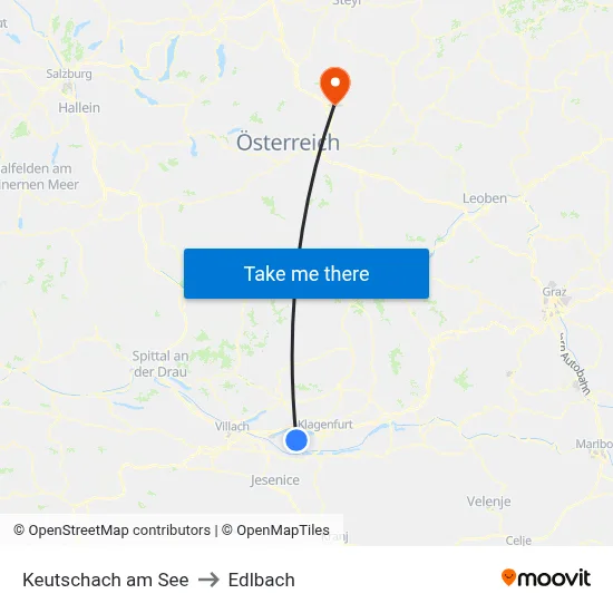 Keutschach am See to Edlbach map