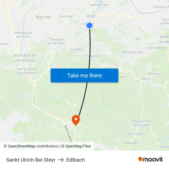 Sankt Ulrich Bei Steyr to Edlbach map