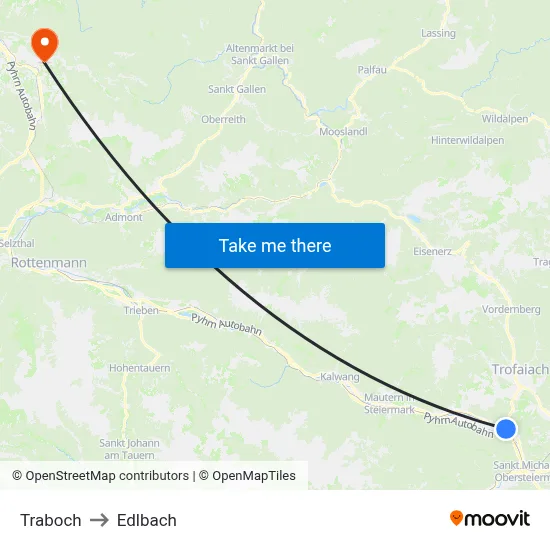 Traboch to Edlbach map