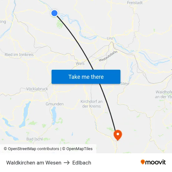 Waldkirchen am Wesen to Edlbach map