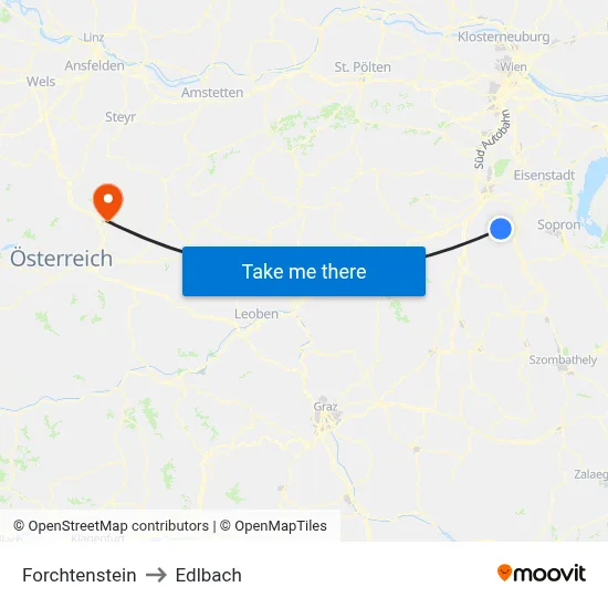 Forchtenstein to Edlbach map