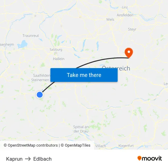 Kaprun to Edlbach map