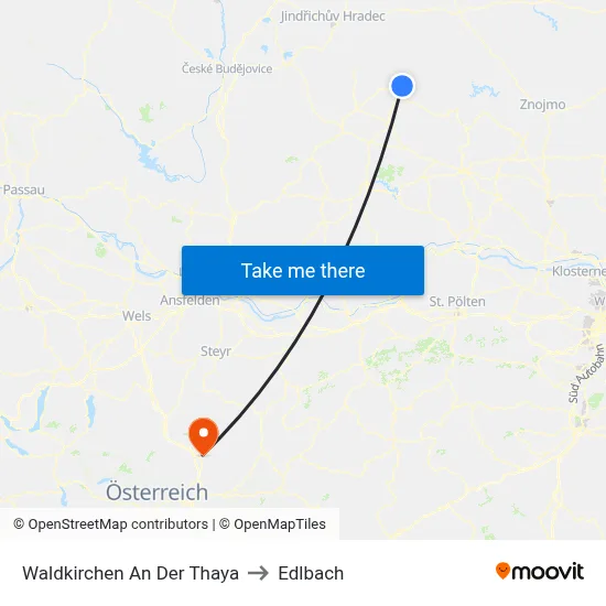 Waldkirchen An Der Thaya to Edlbach map