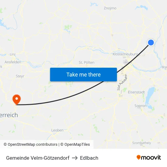 Gemeinde Velm-Götzendorf to Edlbach map