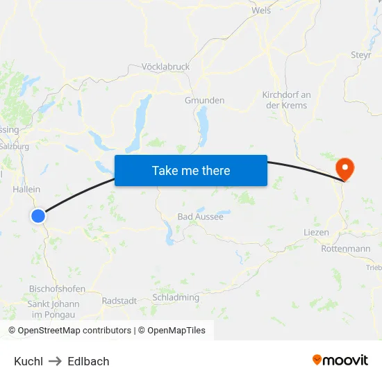 Kuchl to Edlbach map