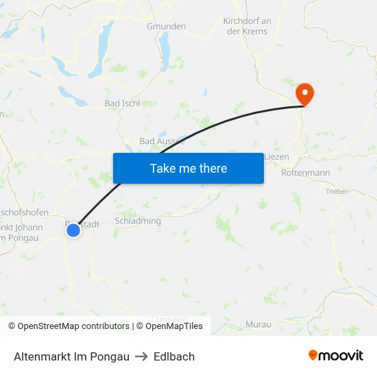 Altenmarkt Im Pongau to Edlbach map