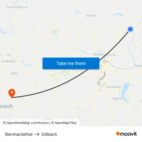 Bernhardsthal to Edlbach map
