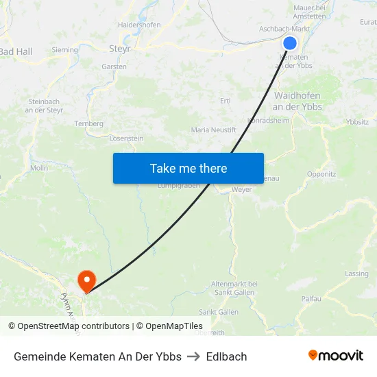 Gemeinde Kematen An Der Ybbs to Edlbach map