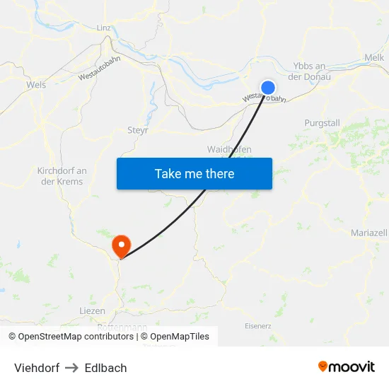 Viehdorf to Edlbach map