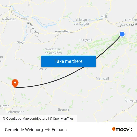 Gemeinde Weinburg to Edlbach map