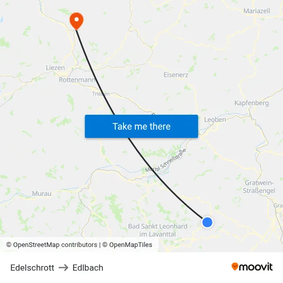 Edelschrott to Edlbach map