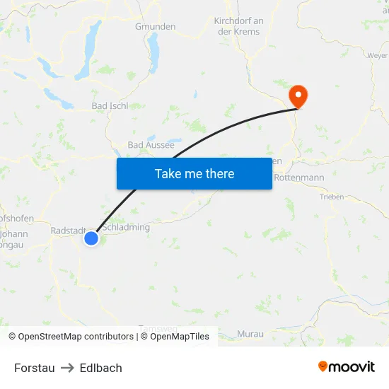 Forstau to Edlbach map