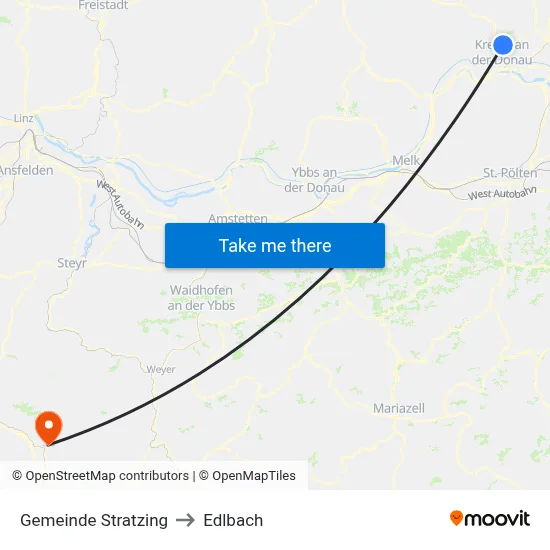 Gemeinde Stratzing to Edlbach map