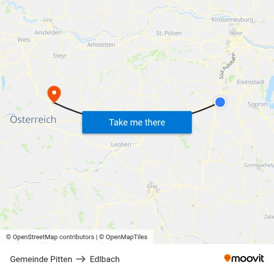 Gemeinde Pitten to Edlbach map