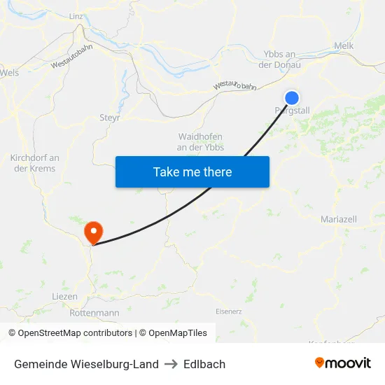 Gemeinde Wieselburg-Land to Edlbach map