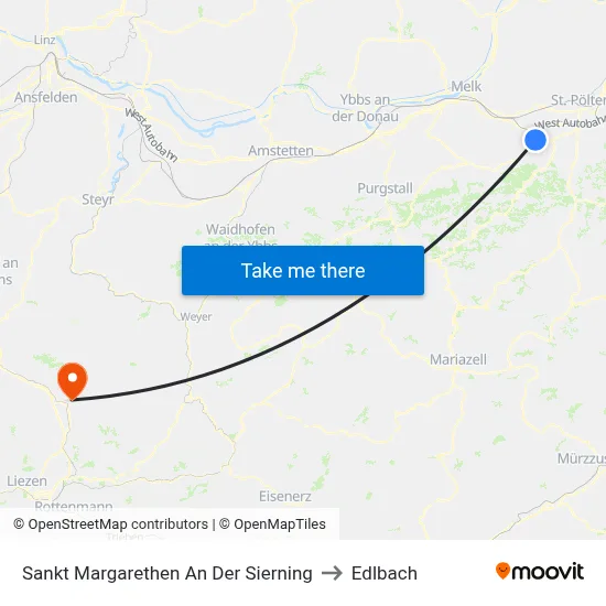 Sankt Margarethen An Der Sierning to Edlbach map